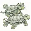 turtle and lion cub playing together tattoo design idea