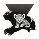 lion cub protecting turtle tattoo design idea