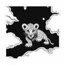 lion cub protecting turtle tattoo design idea