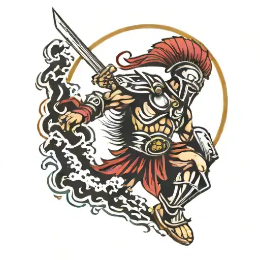 Spartan warrior kicking  tattoo design idea