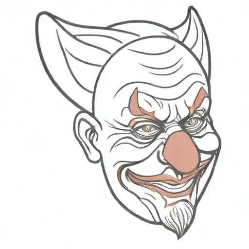 clown head with evil look tattoo design idea