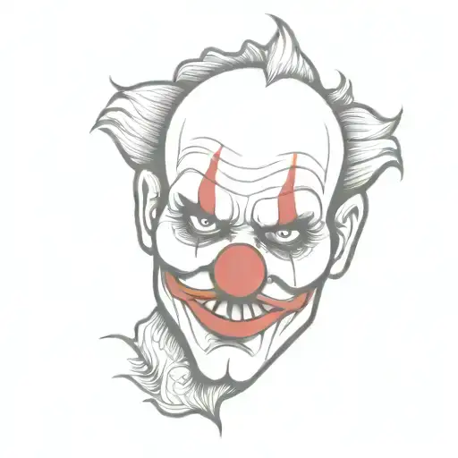 half skull clown face  with evil look tattoo design idea