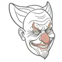 clown head with evil look tattoo design idea