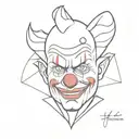 clown head with evil look tattoo design idea