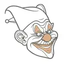 clown head with evil look tattoo design idea