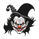 clown head with evil look tattoo design idea
