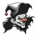 clown head with evil look tattoo design idea
