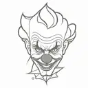 clown face  with evil look tattoo design idea