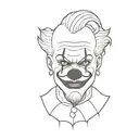 clown face  with evil look tattoo design idea
