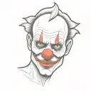 half skull, clown face  with evil look tattoo design idea