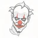 half skull, clown face  with evil look tattoo design idea