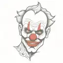 half skull, clown face  with evil look tattoo design idea