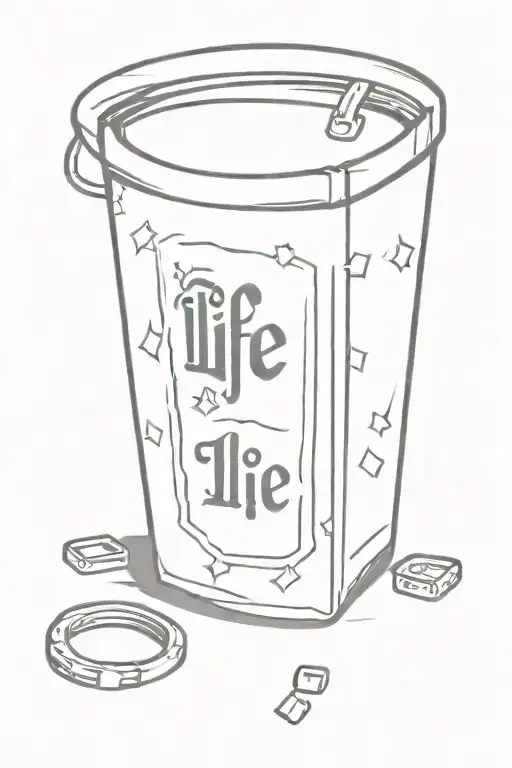 a Cracker Jack box that says life is the prize in the Cracker Jack font. with an engagement ring hanging out of the box  tattoo design idea
