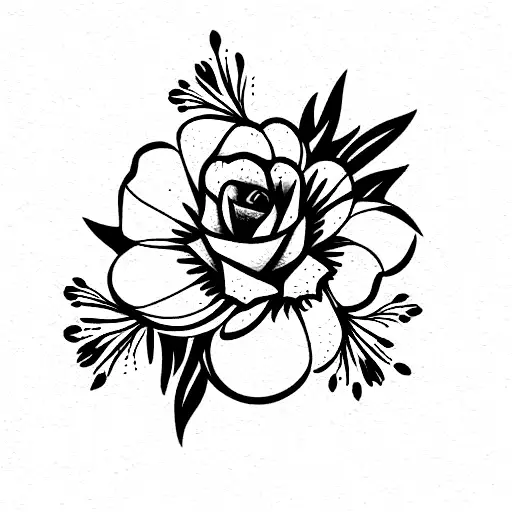 Water well with flowers tattoo design idea