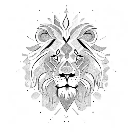 lion and sun tattoo design idea