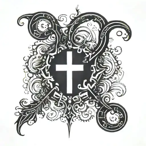 Semicolon and cross that spell out TAJ tattoo design idea