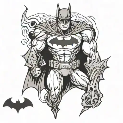 90s animated batman arm sleeve tattoo design idea