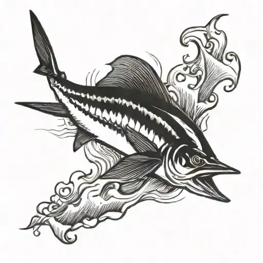 marlin jumping tattoo design idea