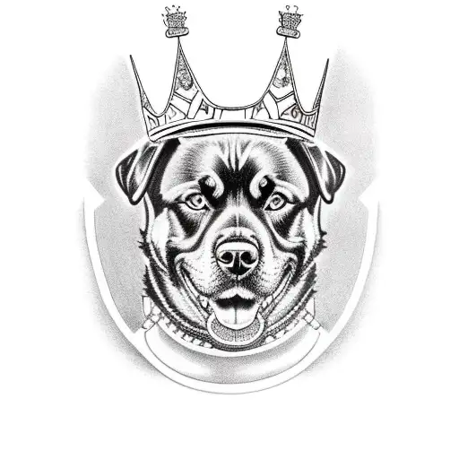 Rottweiler with crown  tattoo design idea