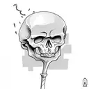 stoned skeleton head smoking a joint tattoo design idea