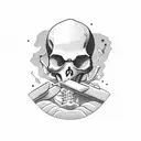 stoned skeleton head smoking a joint tattoo design idea