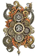 I want a verticle tattoo for my neck (back) I want the symbols of OM, Allah and ek omkar all in one tattoo.  tattoo design idea