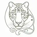 A minimalist snow leopard design intertwined with elements of gaming symbols tattoo design idea
