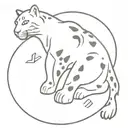 A minimalist snow leopard design intertwined with elements of gaming symbols tattoo design idea
