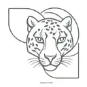 A minimalist snow leopard design intertwined with elements of gaming symbols tattoo design idea