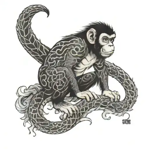 monkey ripping the head off of a dragon tattoo tattoo design idea
