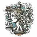 a chess queen chess piece tattoo design idea