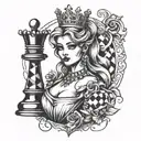 a chess queen chess piece tattoo design idea