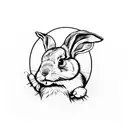 Magic hat where one hand pull out rabbit and another hand try to hold the rabbit in the hat  tattoo design idea