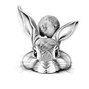 Magic hat where one hand pull out rabbit and another hand try to hold the rabbit in the hat  tattoo design idea