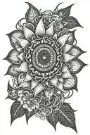 sunflower intertwined with a spider lily flower tattoo design idea