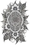 sunflower intertwined with a spider lily flower tattoo design idea