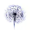 Dandelion blowing in the wind turning into  birds.  tattoo design idea