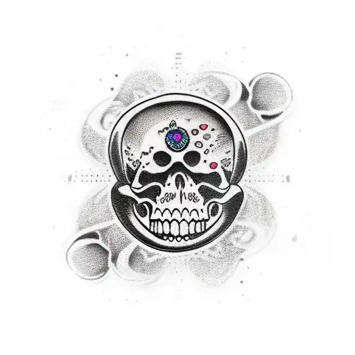 memento mori  forearm tattoo with a coin in the middle tattoo design idea