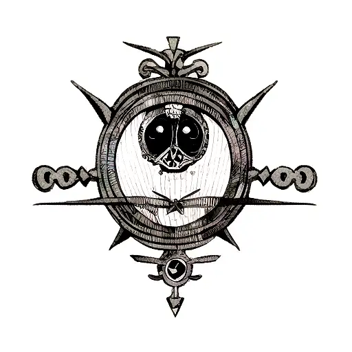 memento mori  forearm tattoo with a coin in the middle tattoo design idea