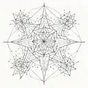 A geometric flower constellation with a four-pointed star center tattoo design idea