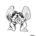 two angels, holding a little girl tattoo design idea