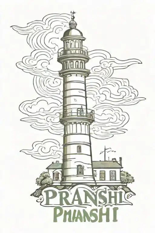 write "Priyanshi" in different font styles Include a lighthouse tattoo design idea