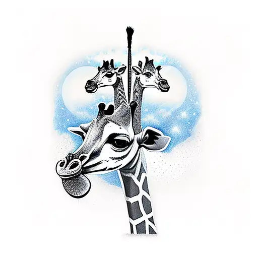 noah's ark with couple of giraffes hoping in to the ark in the universe tattoo design idea
