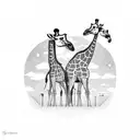 noah's ark with couple of giraffes hoping in to the ark in the universe tattoo design idea