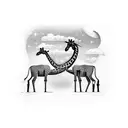 noah's ark with couple of giraffes hoping in to the ark in the universe tattoo design idea