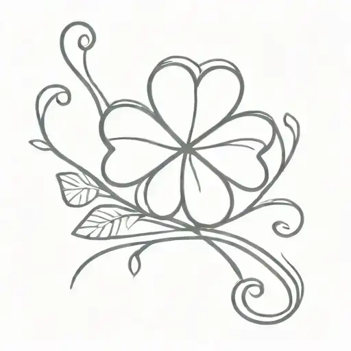 fiddle with four leaf clover intertwined tattoo design idea