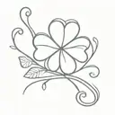 fiddle with four leaf clover intertwined tattoo design idea