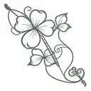 fiddle with four leaf clover intertwined tattoo design idea