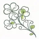 fiddle with four leaf clover intertwined tattoo design idea