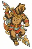 Russian bear and warrior tattoo design idea